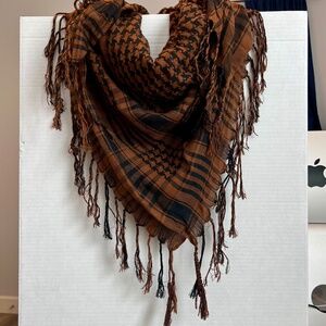 Fringed Brown Shemagh Lightweight Arab Tactical Desert Keffiyeh Scarf Head Cover